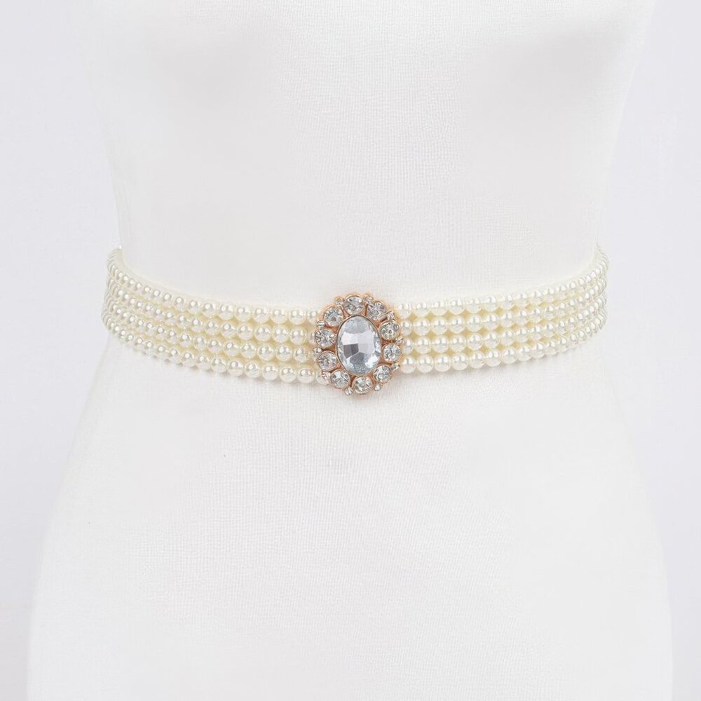 Faux Pearl Stretch Belt